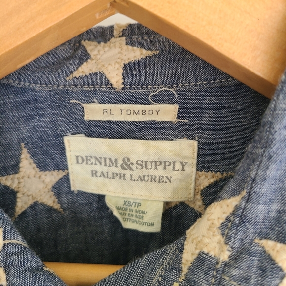 Denim & Supply Ralph Lauren Star-Embroidered Cotton Chambray Boyfriend Shirt - Picture 2 of 5
